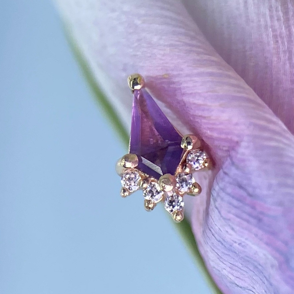 Buddha Jewelry Organics Noble 14kt Gold Amethyst & Swarovski crystals earring